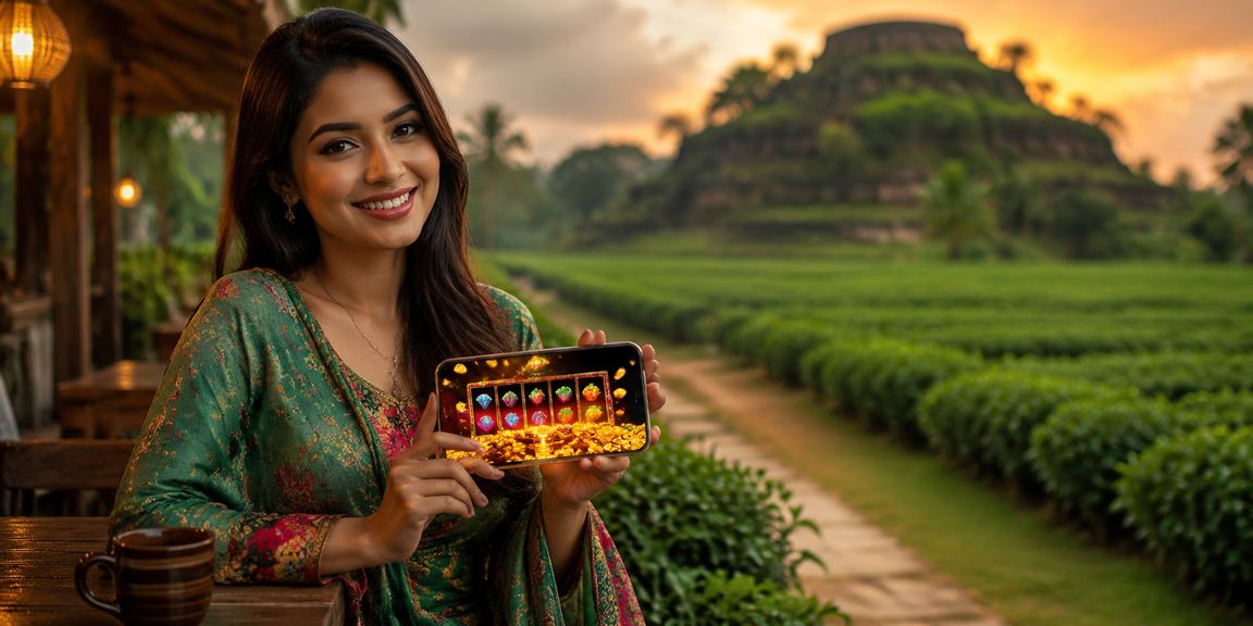কুমিল্লার চা বাগানের পাশে স্লট গেম প্লে করছি